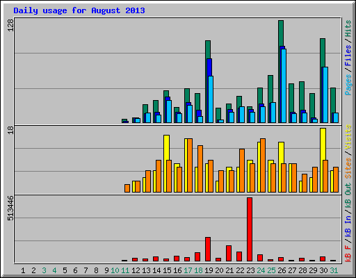 Daily usage for August 2013