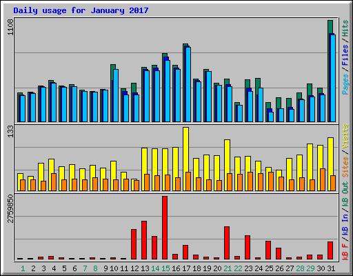 Daily usage for January 2017