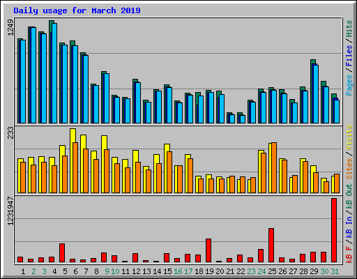 Daily usage for March 2019