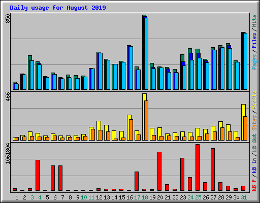 Daily usage for August 2019