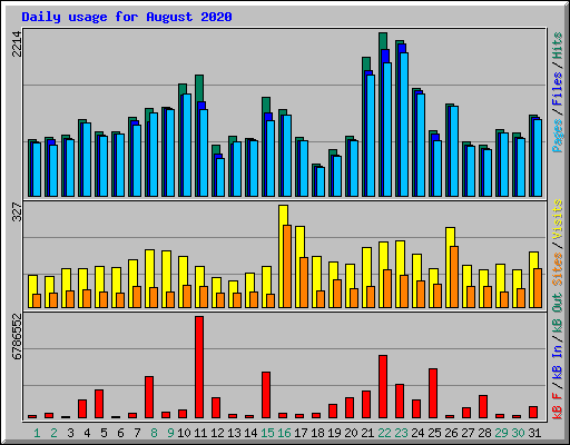 Daily usage for August 2020