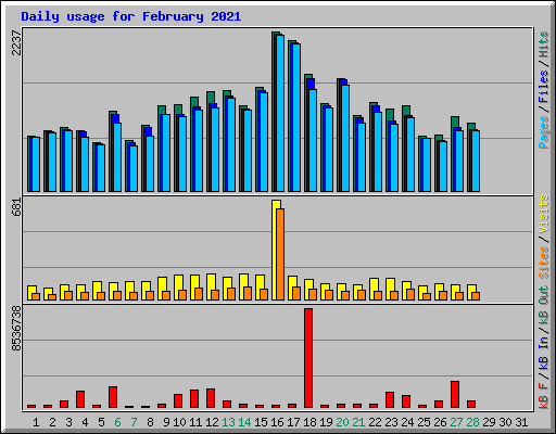 Daily usage for February 2021