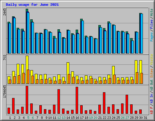 Daily usage for June 2021