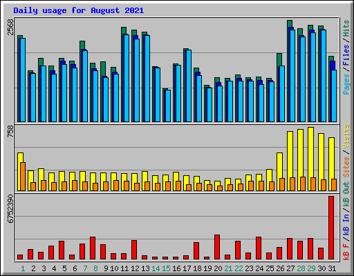 Daily usage for August 2021