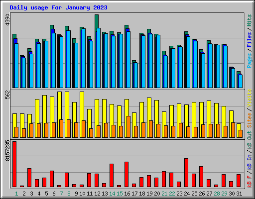 Daily usage for January 2023