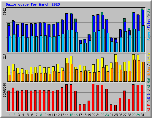 Daily usage for March 2025