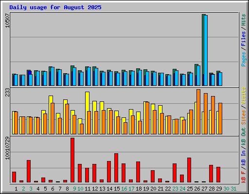 Daily usage for August 2025