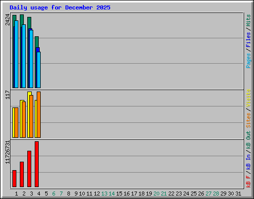Daily usage for December 2025