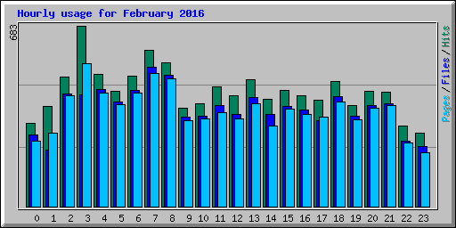 Hourly usage for February 2016