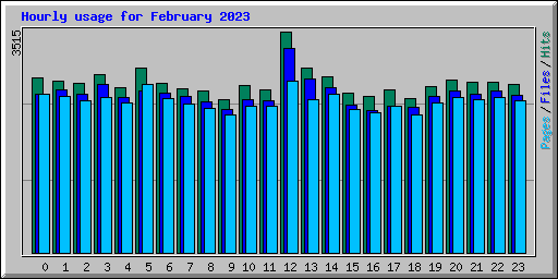 Hourly usage for February 2023